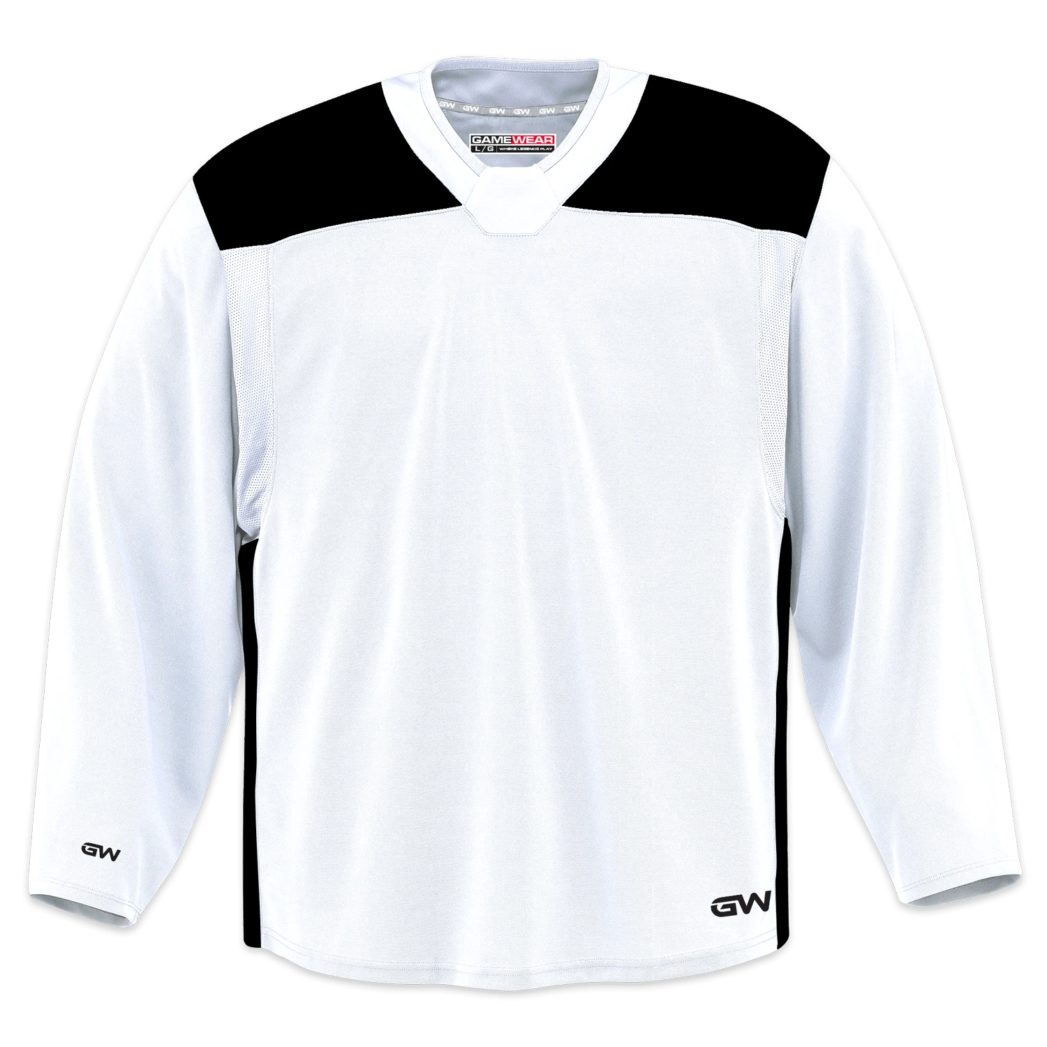 GameWear GW6500 ProLite Series Senior Hockey Practice Jersey - White / Black 3 GameWear GW6500 ProLite Series Senior Hockey Practice Jersey - White / Black