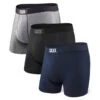 Saxx Vibe Boxers - Black / Grey / Blue (3 Pack) -Hockey Equipment Store saxx underwear saxx vibe boxers black grey blue 3 pack l 29811040092226