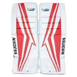 Vaughn Velocity V9 Intermediate Goalie Leg Pads -Hockey Equipment Store vaughn leg pads vaughn velocity v9 intermediate goalie leg pads white red 31 2 28744338014274